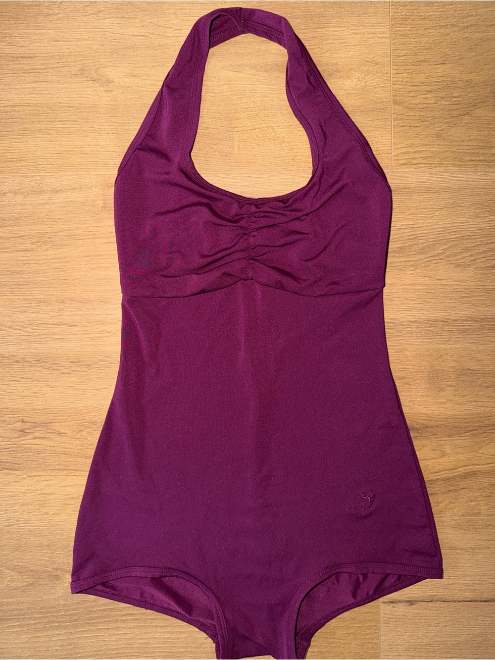 Halter One-Piece Swimsuit Yoga Dance in Plum